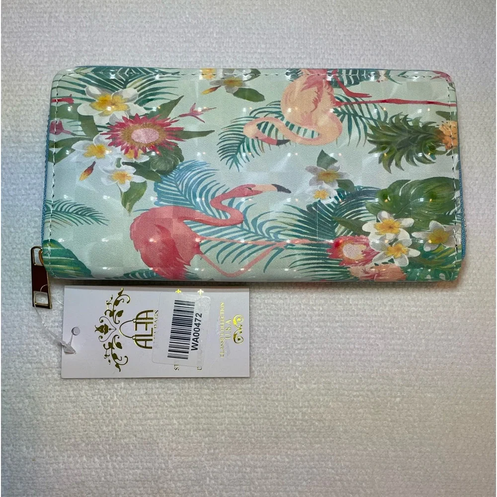 Alfa Bags Flamingo Print Wallet. Zipper Closure. NWT - Picture 12 of 13